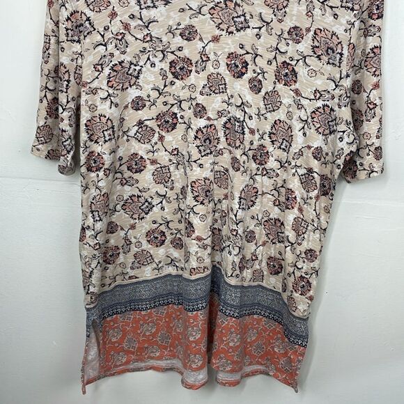 J. Jill Pima Double-Elbow Sleeve Tunic Flower Print Top size Large - Picture 7 of 12